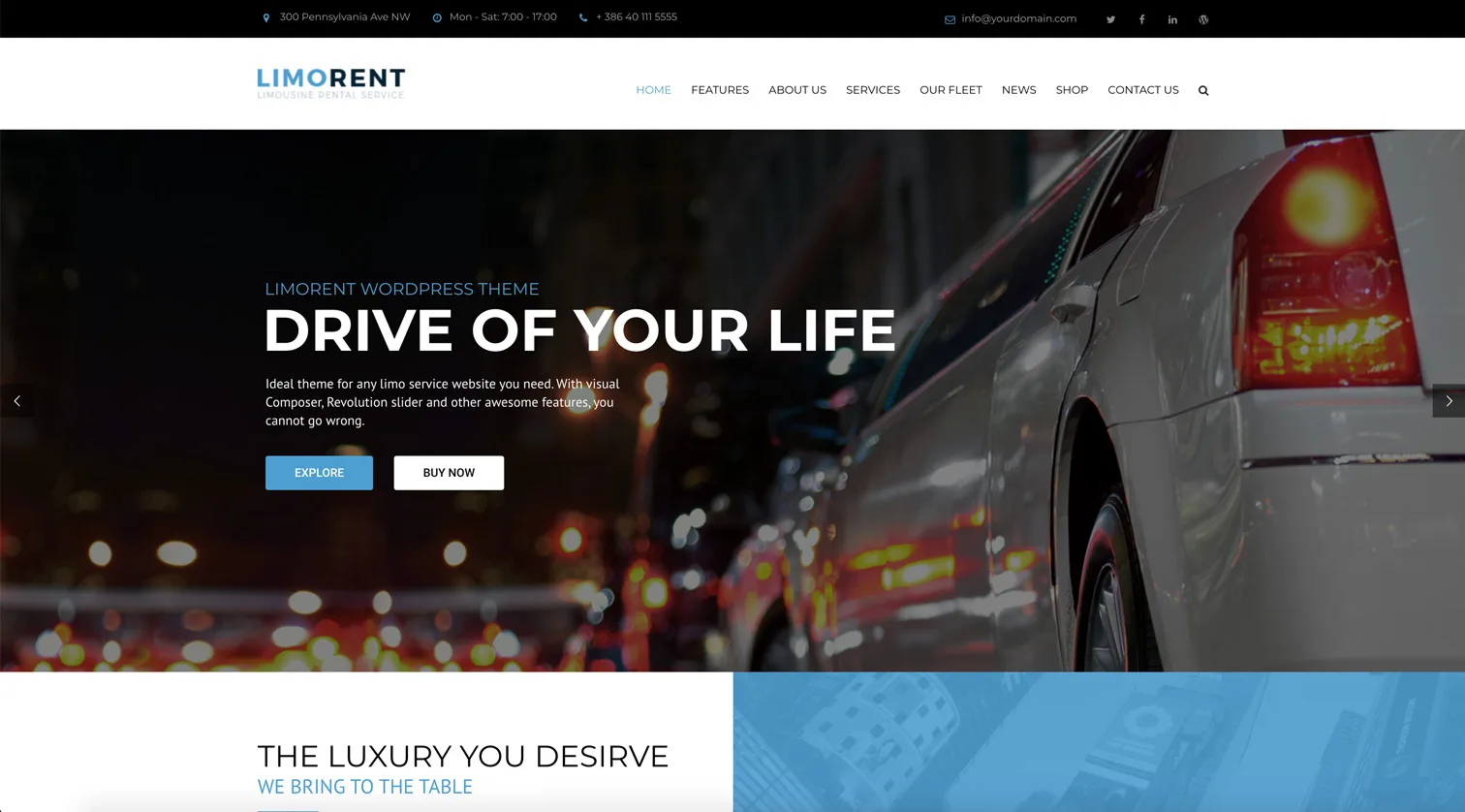 Limo Rent - Limousine and Car Rent WordPress Theme