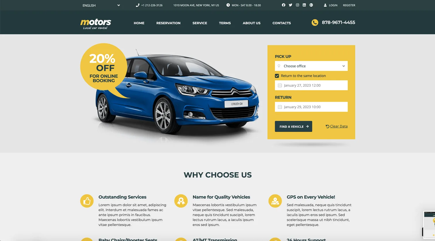 Motors - Car Dealer, Rental & Listing WordPress theme